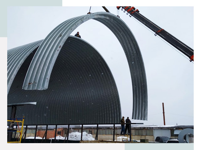 Полукруглые ангары в Сафонове